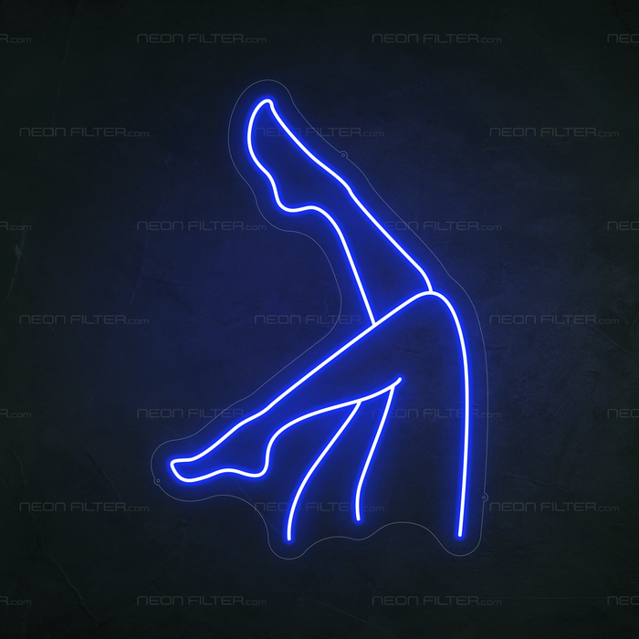 Ladies Legs Neon Sign in Santorini Blue