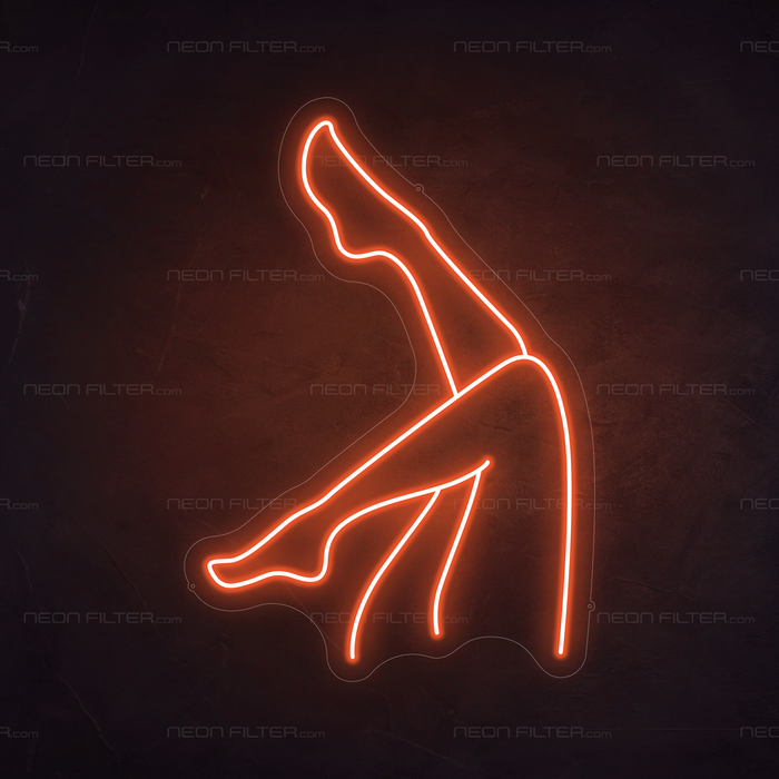 Ladies Legs Neon Sign in Sunset Orange