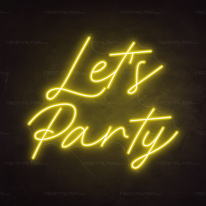 Let's Party Neon Sign in Paradise Yellow