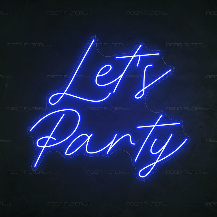 Let's Party Neon Sign in Santorini Blue