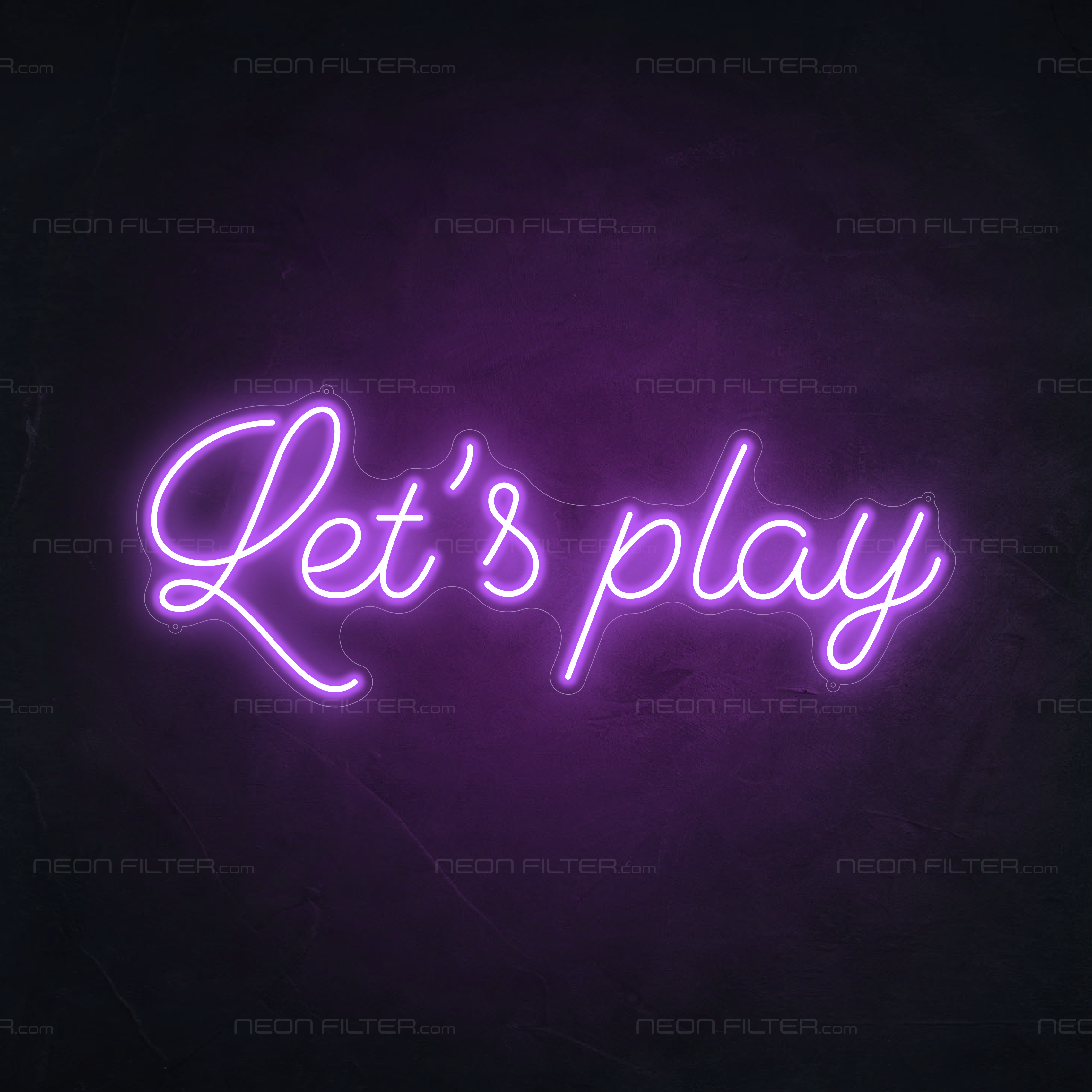 Let's Play Neon Sign in Hopeless Romantic Purple