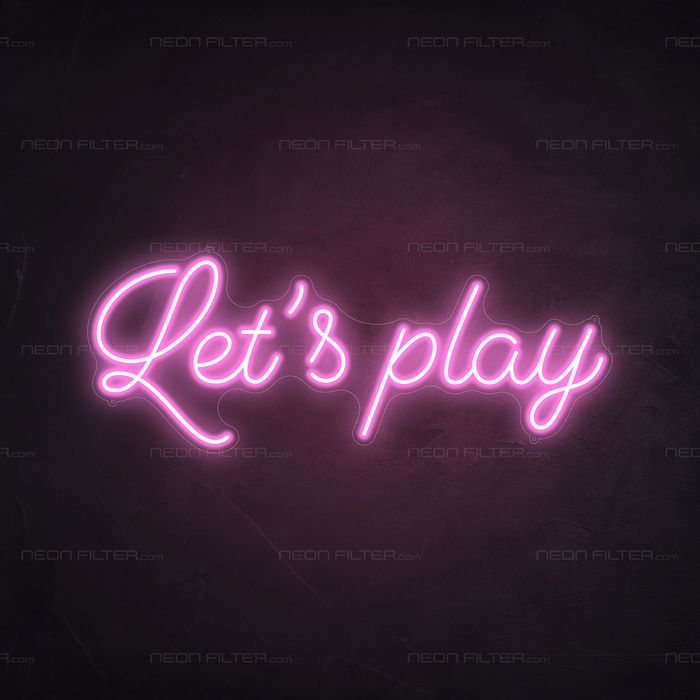 Let's Play Neon Sign in Pastel Pink