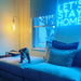 Let's Stay Home Neon Sign in Glacier Blue