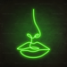 Line Face Neon Sign in Glow Up Green