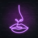 Line Face Neon Sign in Hopeless Romantic Purple