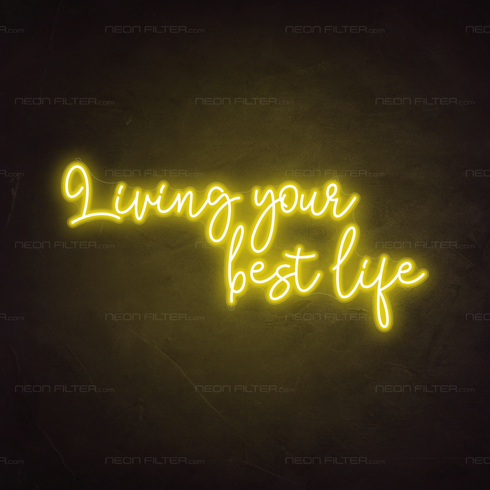 Living Your Best Life Neon Sign in Paradise Yellow