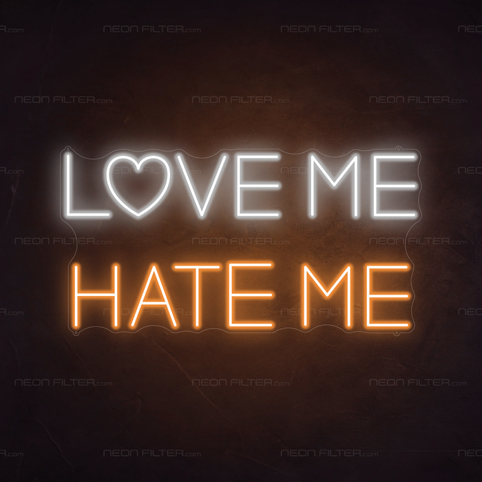 Love Me Hate Me Neon Sign in Hey Pumpkin Orange