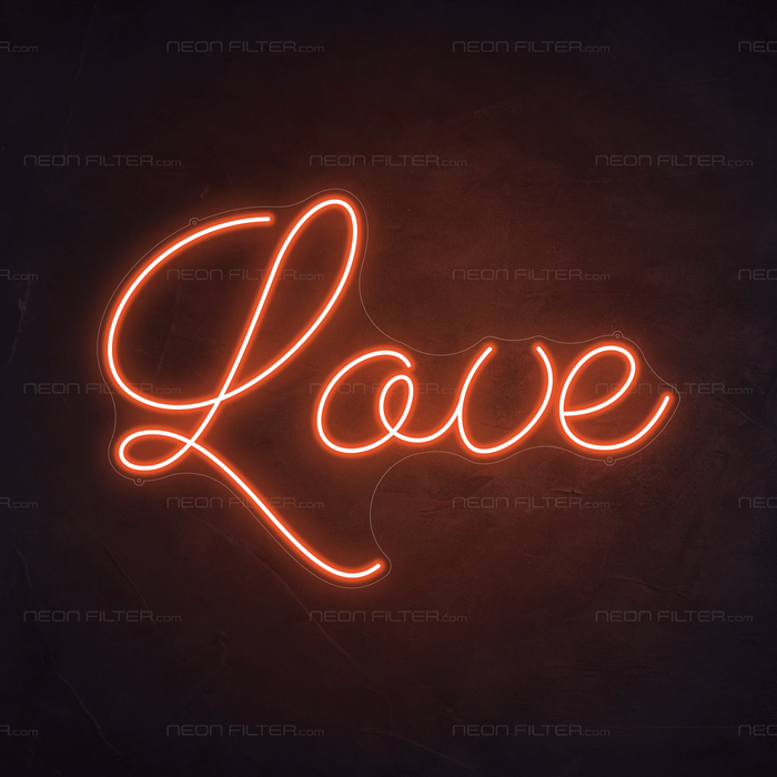 Love Neon Light in Sunset Orange