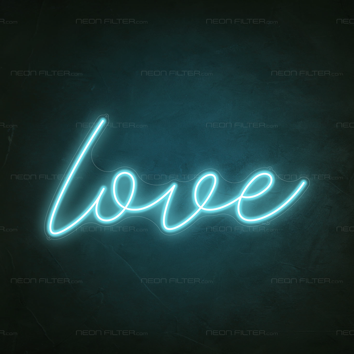 Love Neon Sign in Glacier blue