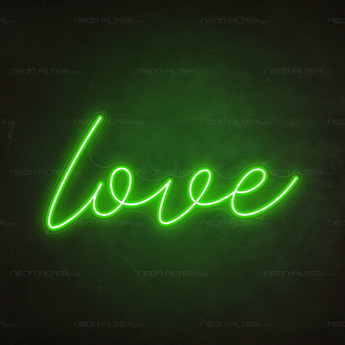 Love Neon Sign in Glow Up Green