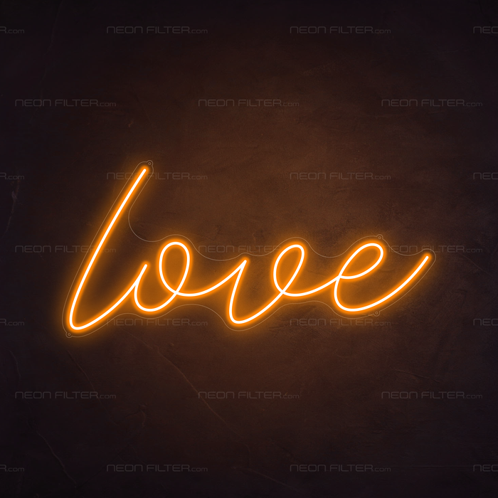 Love Neon Sign in Hey Pumpkin Orange