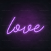 Love Neon Sign in Hopeless Romantic Purple