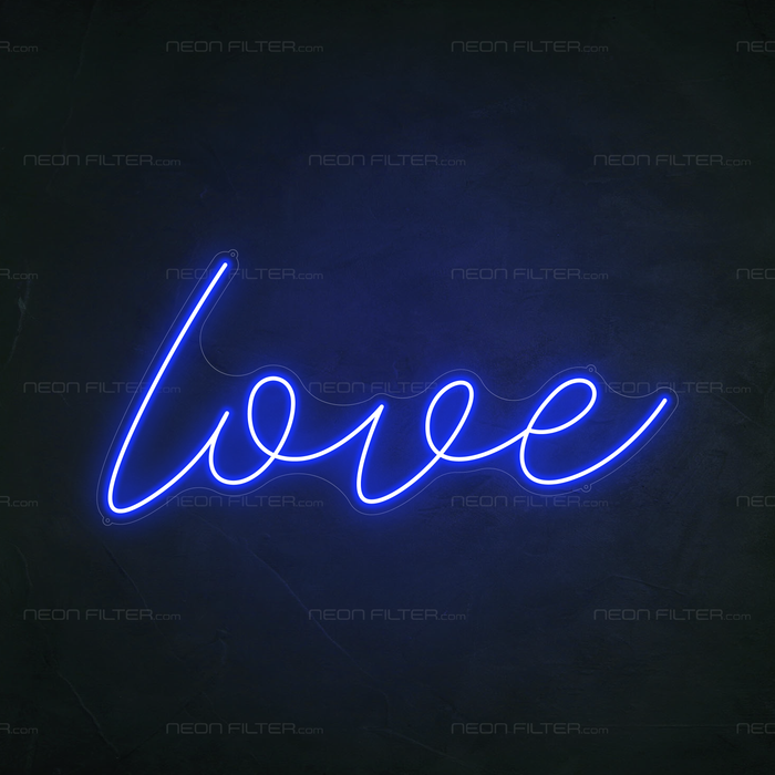 Love Neon Sign in Santorini Blue