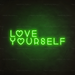 Love Yourself Neon Sign in Glow Up Green