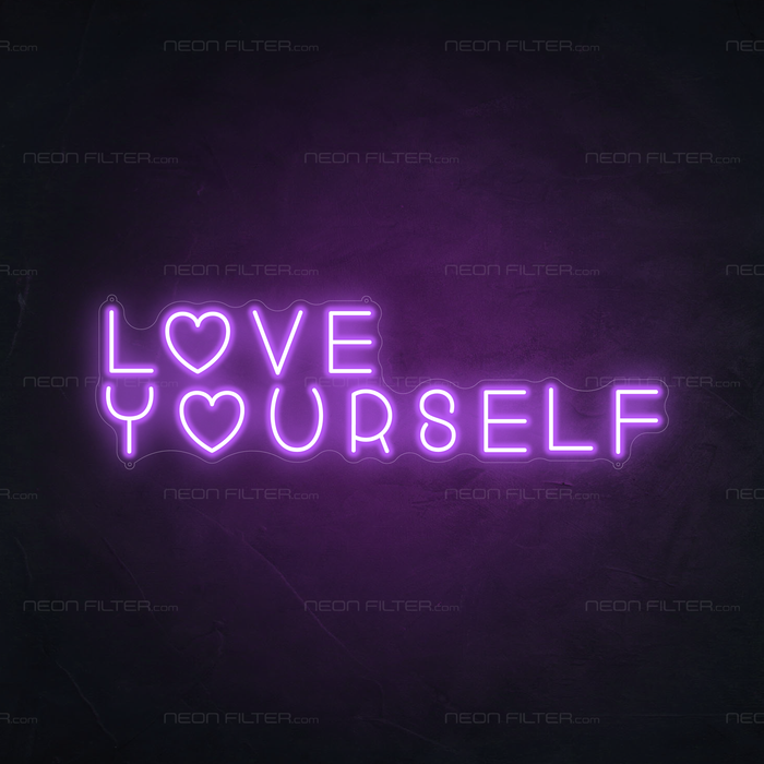 Love Yourself Neon Sign in Hopeless Romantic Purple