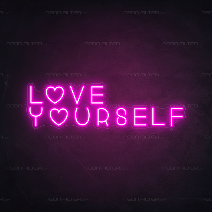 Love Yourself Neon Sign in Love Potion Pink