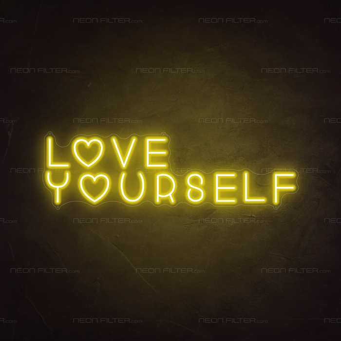 Love Yourself Neon Sign in Paradise Yellow