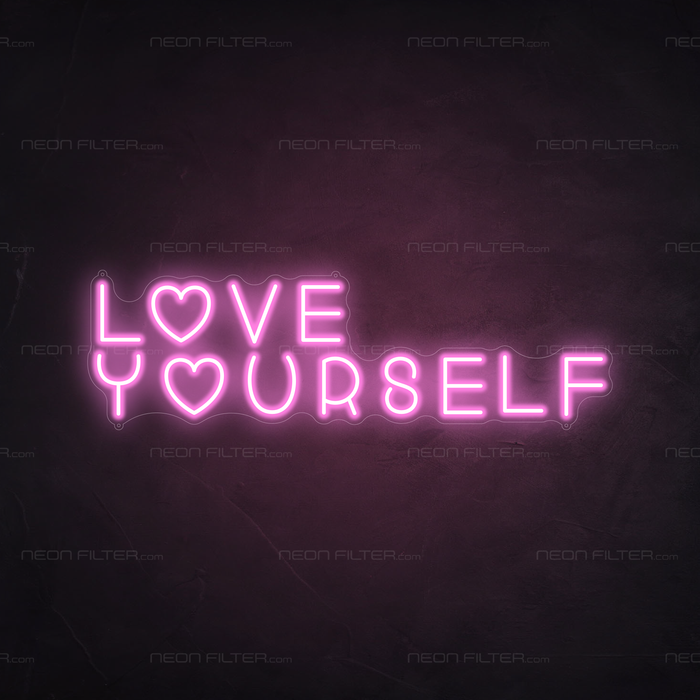 Love Yourself Neon Sign in Pastel Pink