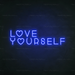 Love Yourself Neon Sign in Santorini Blue