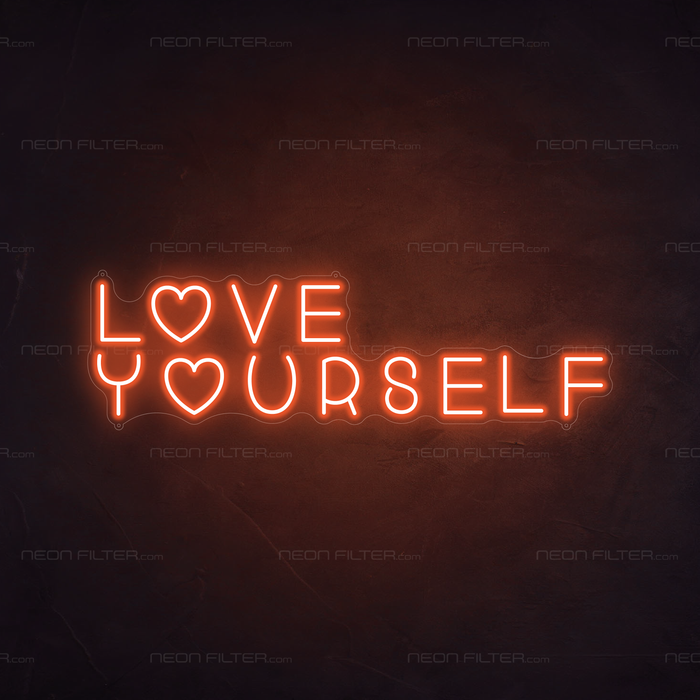 Love Yourself Neon Sign in Sunset Orange