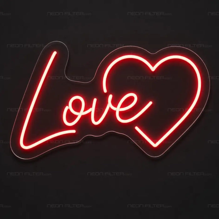 Love Heart Neon Sign for Wedding Decor - Neon Filter