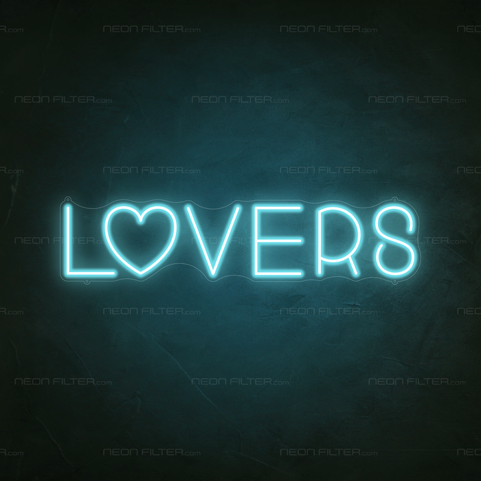 Lovers Neon Sign in Glacier blue