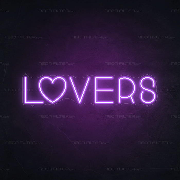 Lovers Neon Sign in Hopeless Romantic Purple