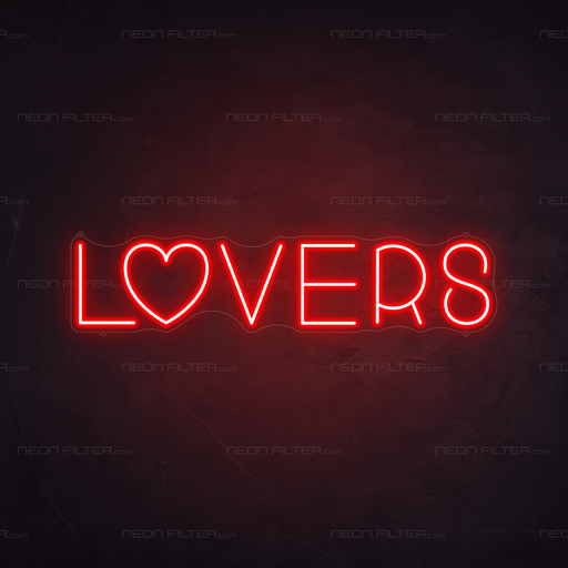 Lovers Neon Sign in Hot Mama Red