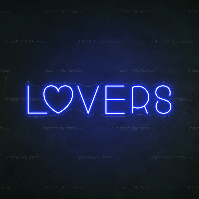 Lovers Neon Sign in Santorini Blue