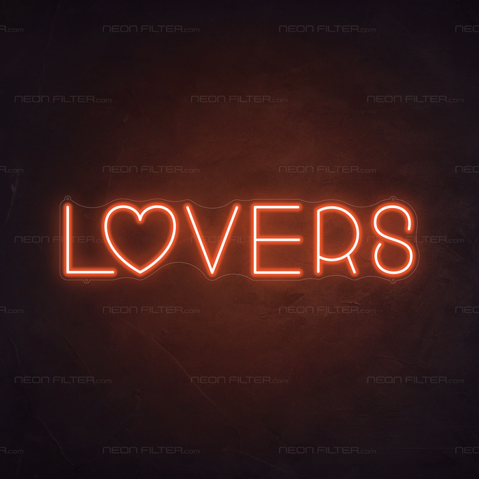 Lovers Neon Sign in Sunset Orange