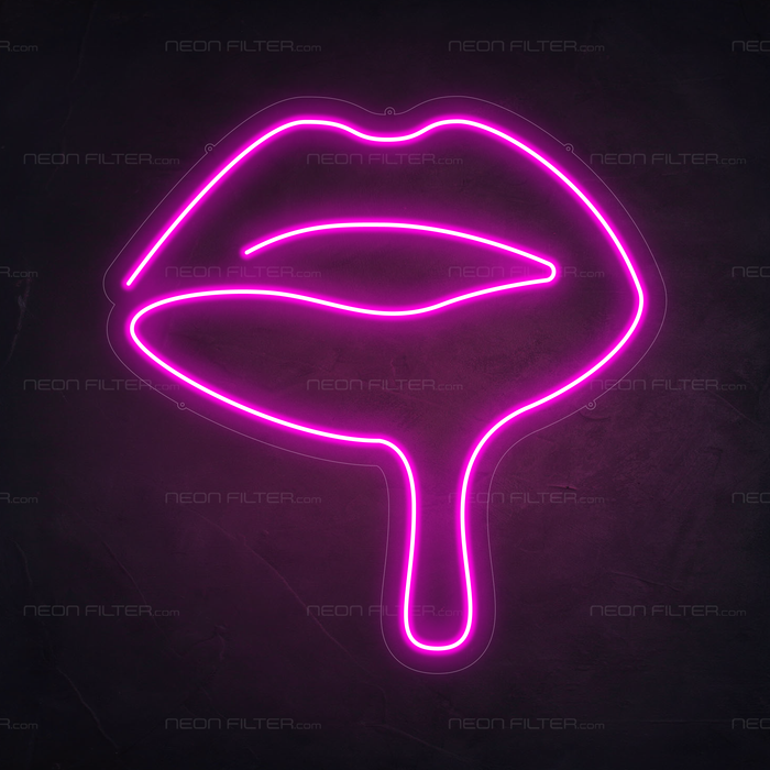 Melted Lips Neon Sign in Love Potion Pink