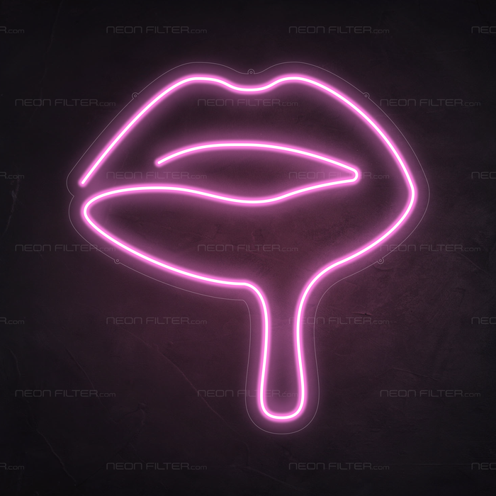 Melted Lips Neon Sign in Pastel Pink