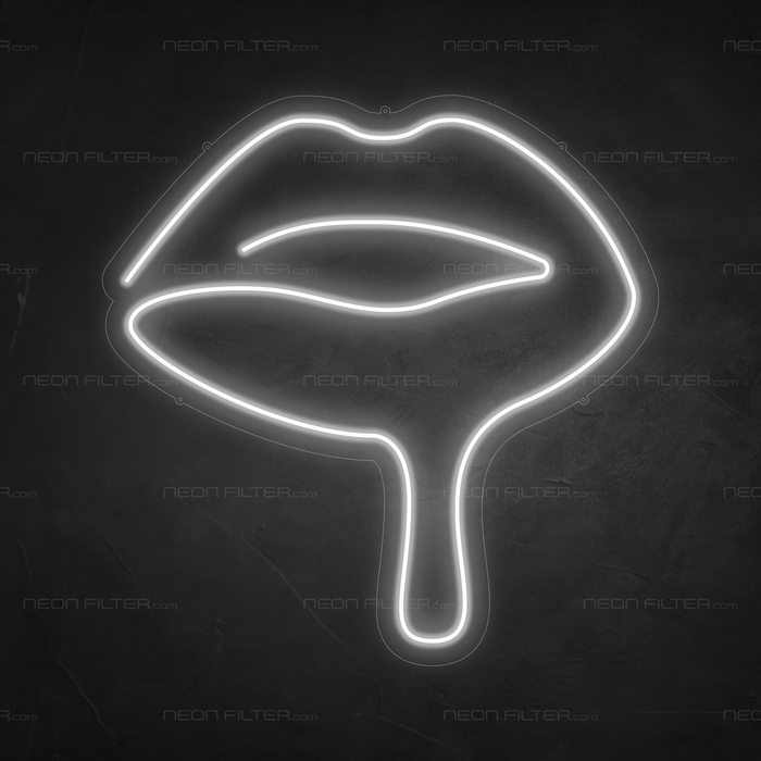 Melted Lips Neon Sign in Snow White