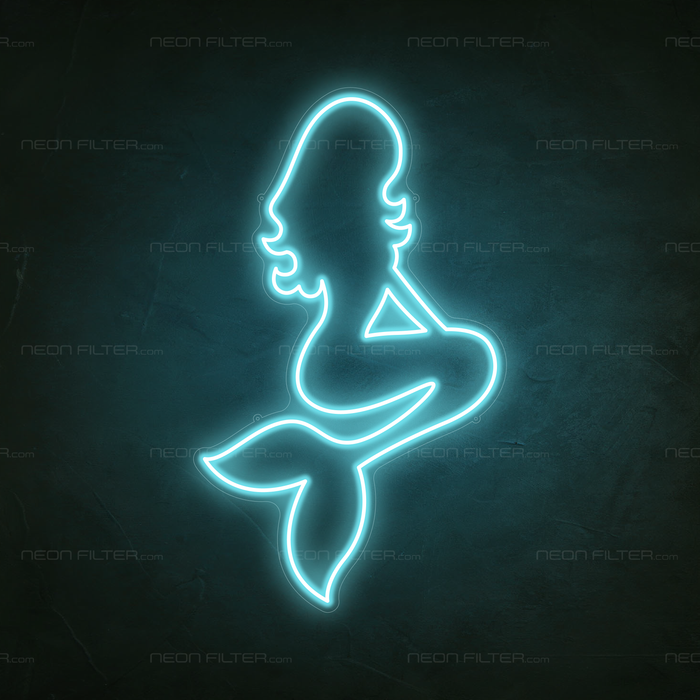 Mermaid Neon Sign in Glacier blue