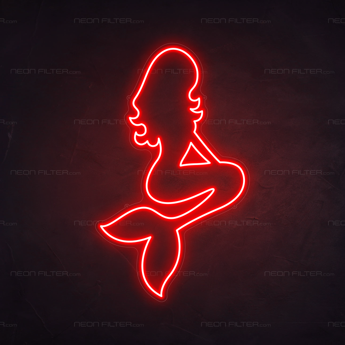 Mermaid Neon Sign in Hot Mama Red