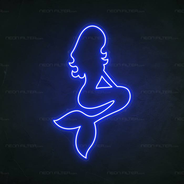 Mermaid Neon Sign in Santorini Blue