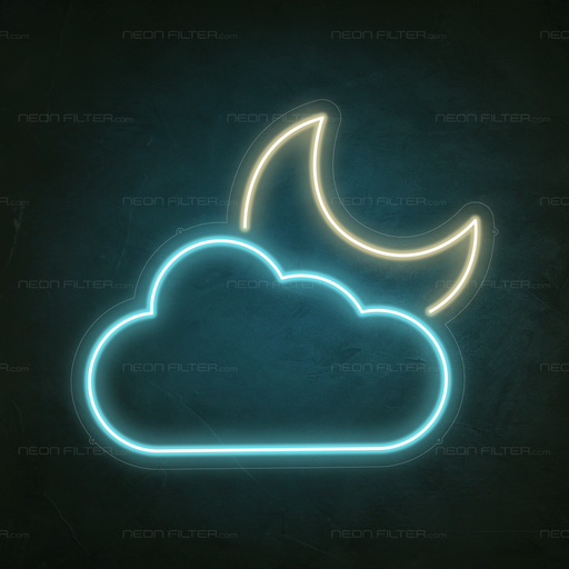 Moon And clouds Neon Sign