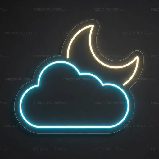 Moon And clouds Neon Sign