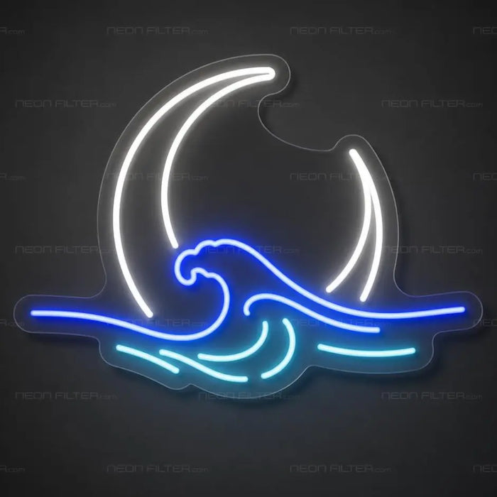 Moon Over Waves Neon Sign for Bedroom Decor - Neon Filter