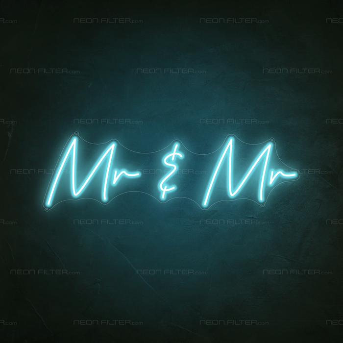 Mr & Mr Neon Sign in Glacier blue