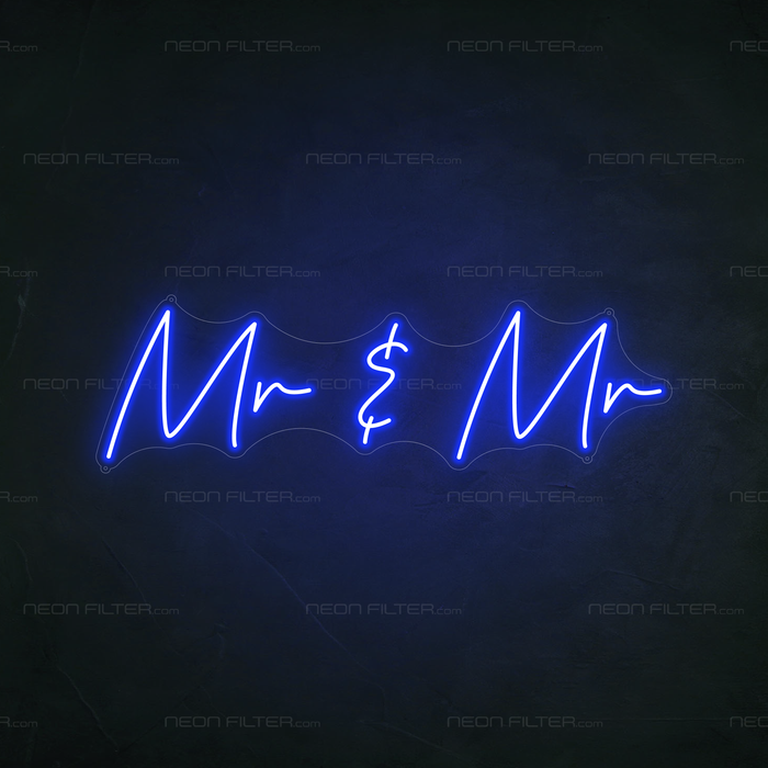 Mr & Mr Neon Sign in Santorini Blue