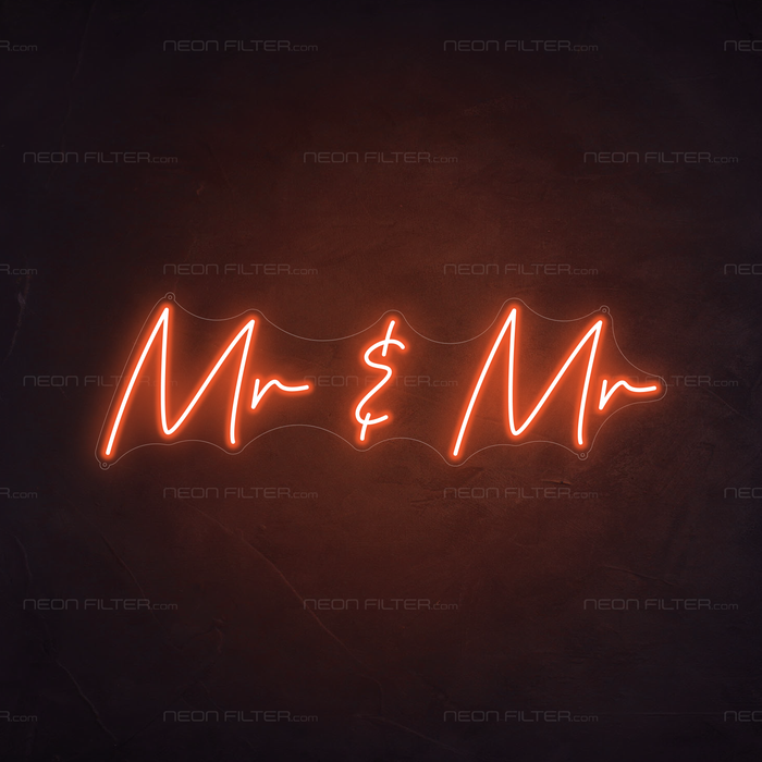 Mr & Mr Neon Sign in Sunset Orange