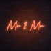 Mr & Mr Neon Sign in Sunset Orange