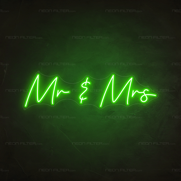 Mr & Mrs Neon Sign in Glow Up Green