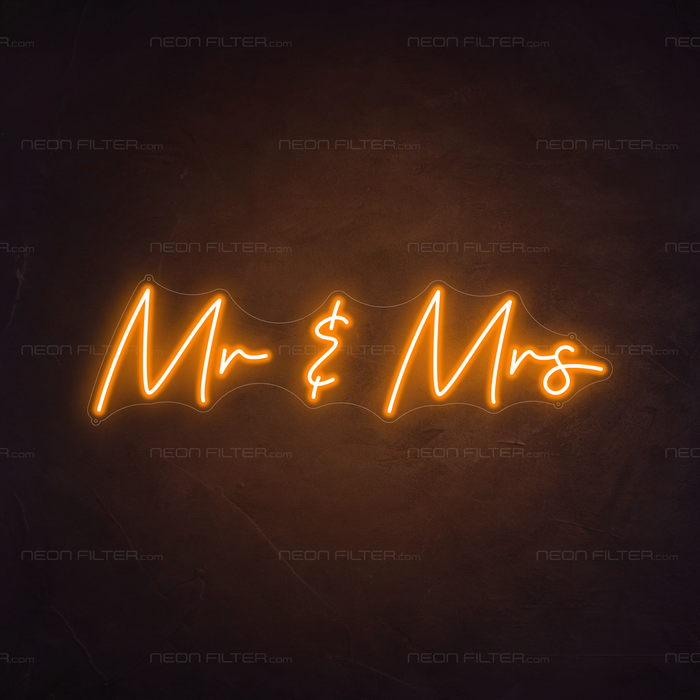 Mr & Mrs Neon Sign in Hey Pumpkin Orange