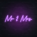 Mr & Mrs Neon Sign in Hopeless Romantic Purple