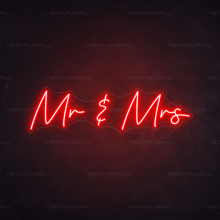 Mr & Mrs Neon Sign in Hot Mama Red