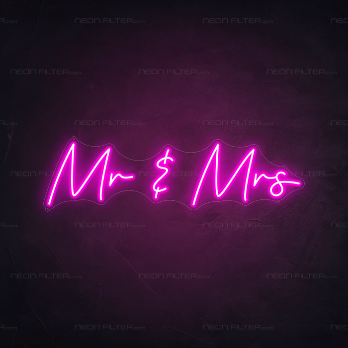 Mr & Mrs Neon Sign in Love Potion Pink