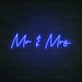 Mr & Mrs Neon Sign in Santorini Blue