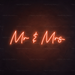 Mr & Mrs Neon Sign in Sunset Orange